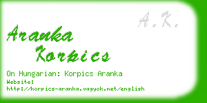 aranka korpics business card